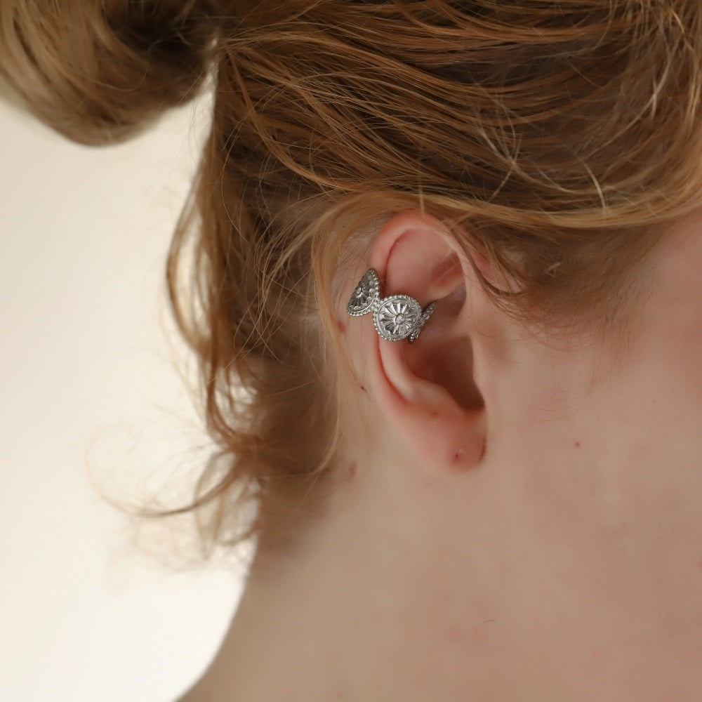 ESS849 STAINLESS STEEL EAR CUFF WITH CZ (BY  PIECE)