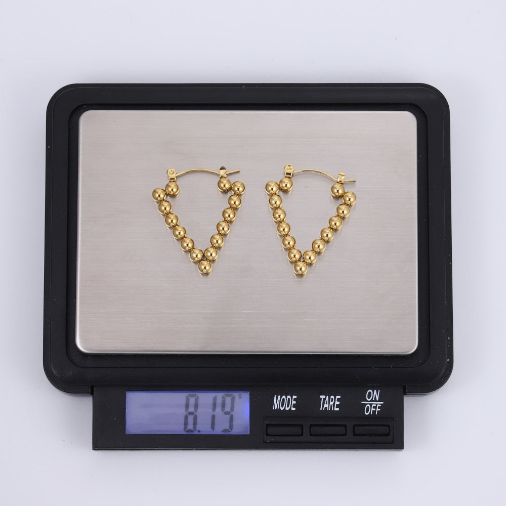ESS850 STAINLESS STEEL TRIANGLE EARRING WITH 4MM BALLS