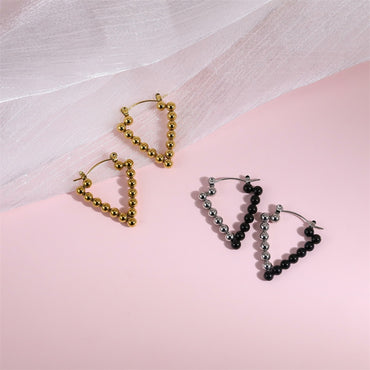 ESS850 STAINLESS STEEL TRIANGLE EARRING WITH 4MM BALLS