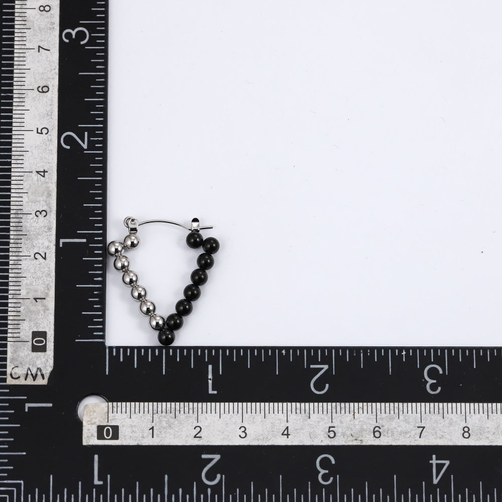 ESS850 STAINLESS STEEL TRIANGLE EARRING WITH 4MM BALLS