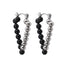 AAB Co stainless steel triangle earrings with 4mm ball accents in black and silver steel finish