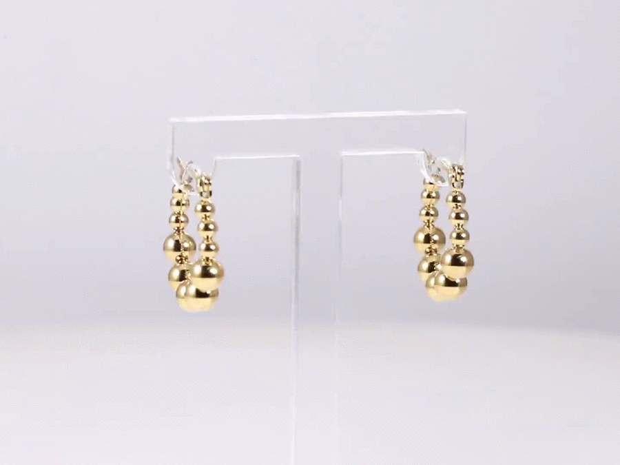 ESS853 STAINLESS STEEL HOOP EARRING WITH ROUND BALLS DESIGN