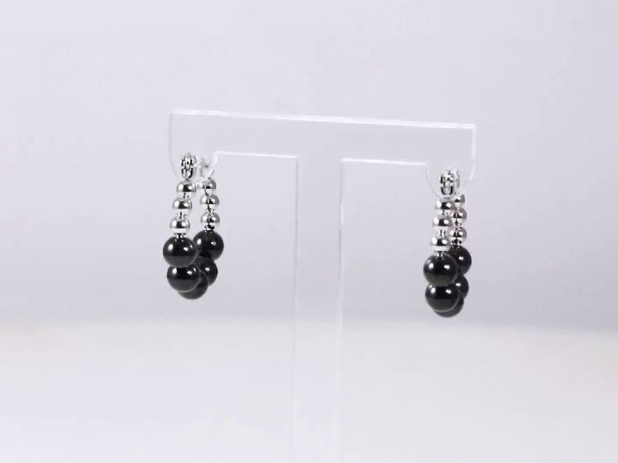 ESS853 STAINLESS STEEL HOOP EARRING WITH ROUND BALLS DESIGN