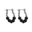 AAB Co stainless steel hoop earrings with round ball design in black and silver steel finish
