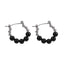 AAB Co stainless steel hoop earrings with round ball design in black and silver steel finish