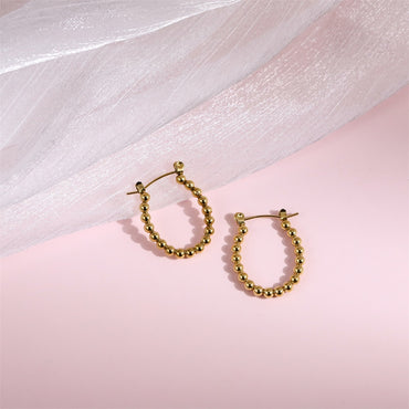 ESS854 STAINLESS STEEL U-SHAPED EARRING WITH 3MM BALLS