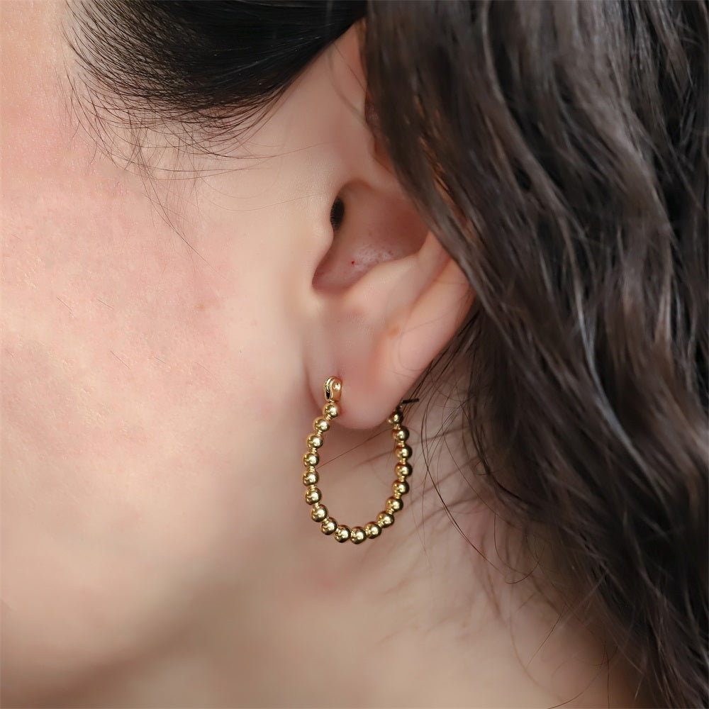 ESS854 STAINLESS STEEL U-SHAPED EARRING WITH 3MM BALLS