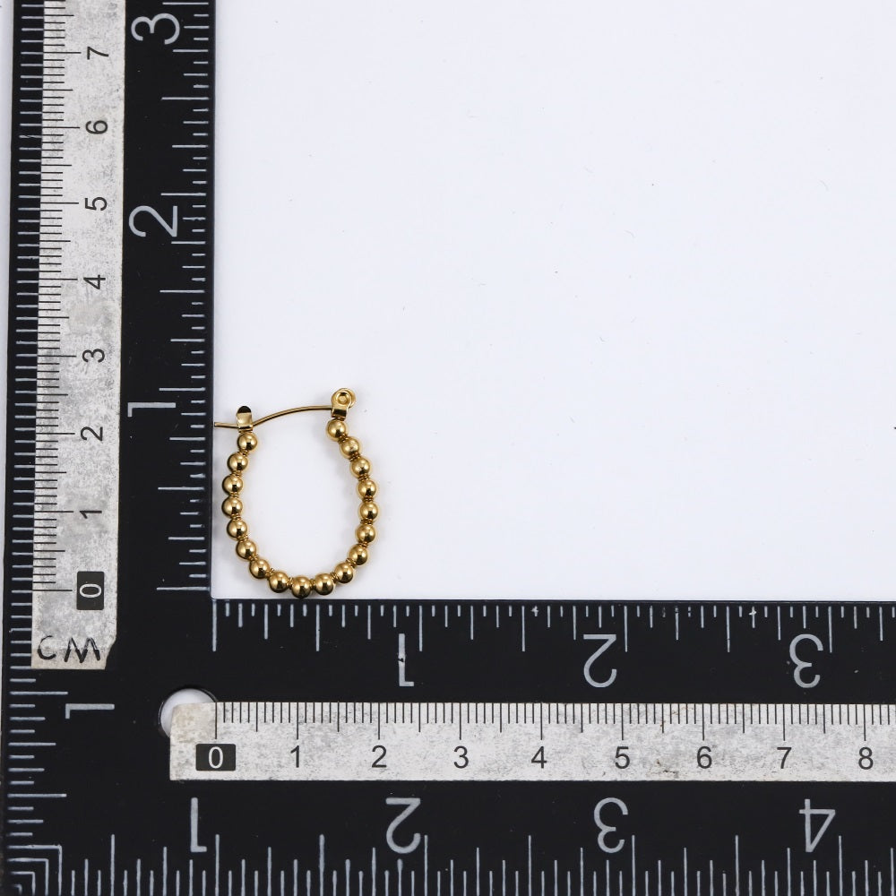 ESS854 STAINLESS STEEL U-SHAPED EARRING WITH 3MM BALLS
