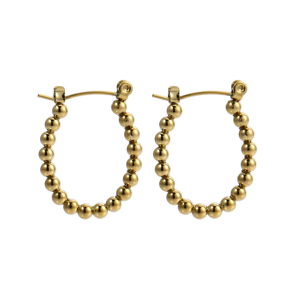 AAB Co stainless steel U-shaped earrings with 3mm ball design in 14K gold finish