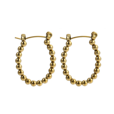 AAB Co stainless steel U-shaped earrings with 3mm ball design in 14K gold finish