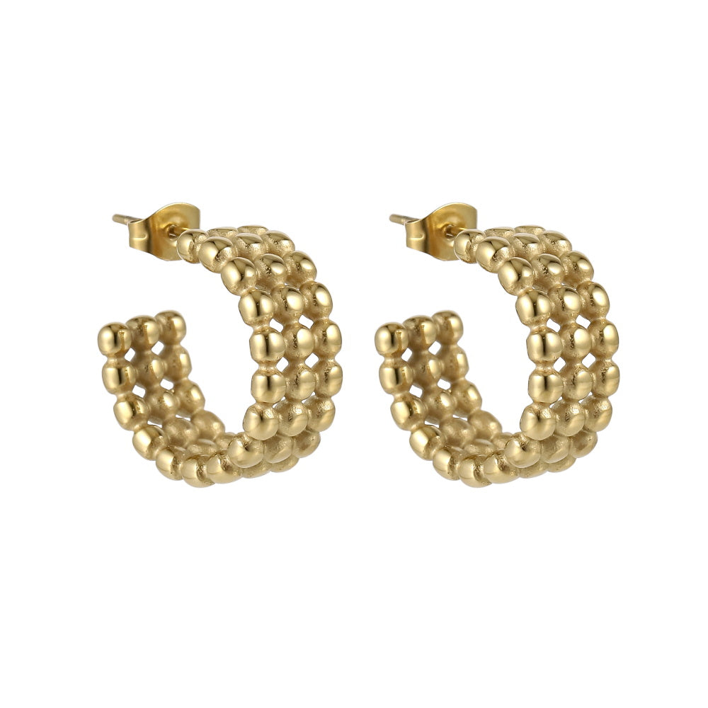 ESS856 STAINLESS STEEL EARRING WITH BEADS DESIGN