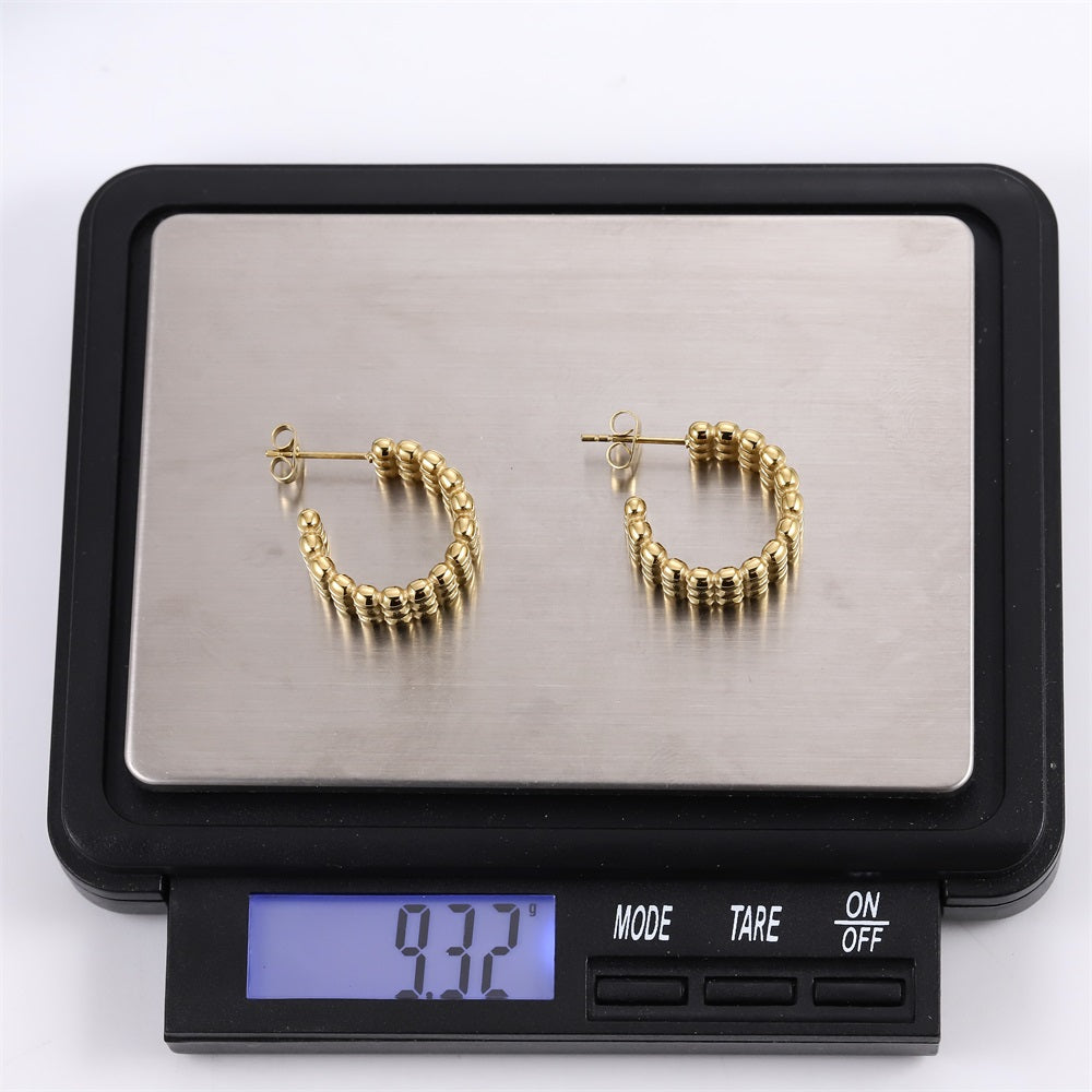 ESS856 STAINLESS STEEL EARRING WITH BEADS DESIGN