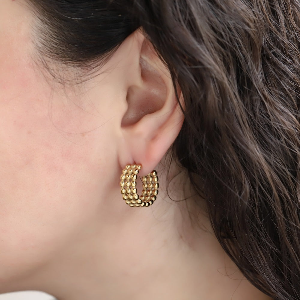 ESS856 STAINLESS STEEL EARRING WITH BEADS DESIGN