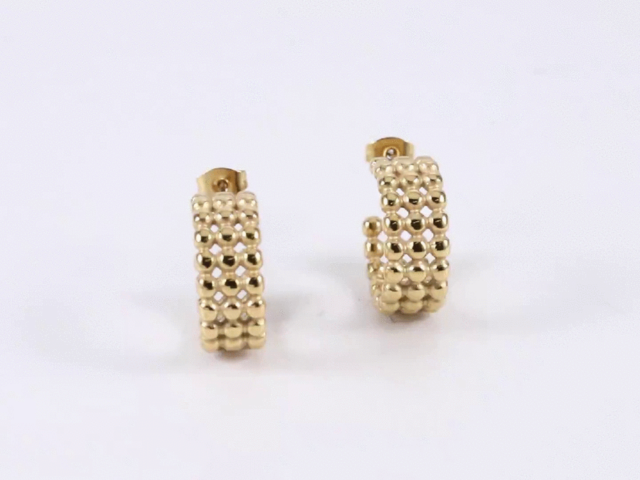 ESS856 STAINLESS STEEL EARRING WITH BEADS DESIGN