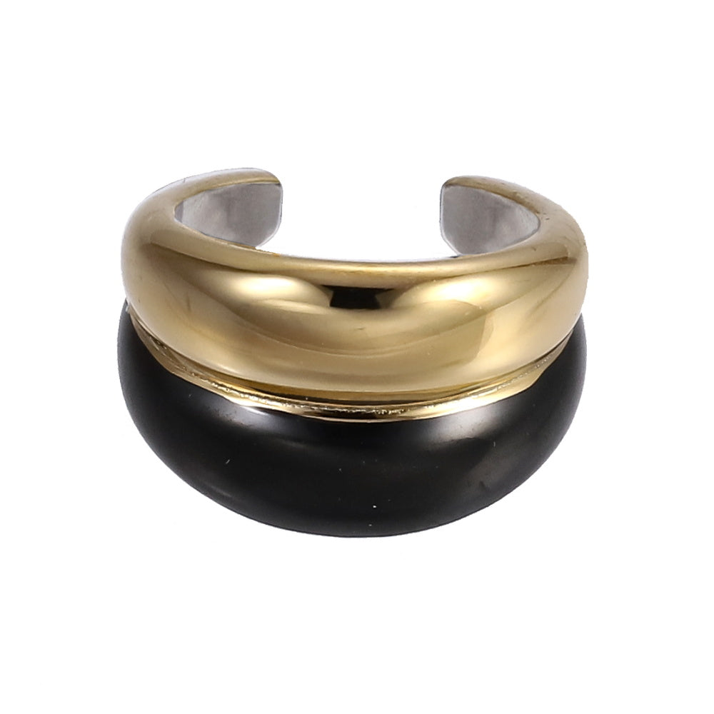 AAB Co stainless steel ear cuff with black and 14K gold two-tone finish, no piercing earring