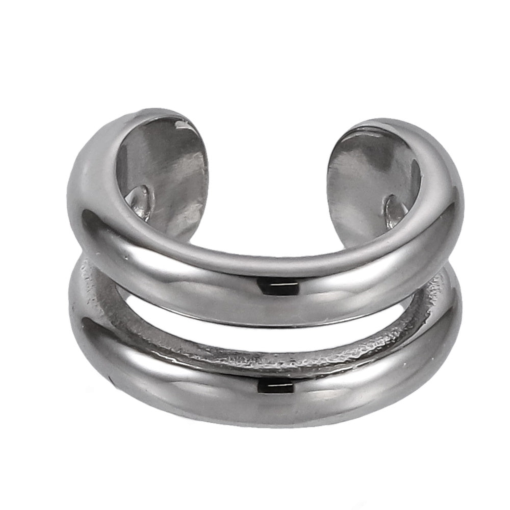 AAB Co stainless steel ear cuff in polished silver steel finish, no piercing earring