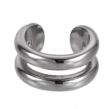 AAB Co stainless steel ear cuff in polished silver steel finish, no piercing earring
