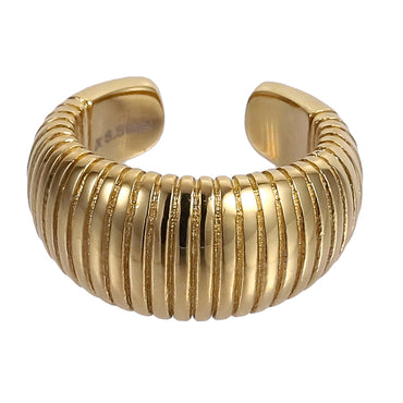 AAB Co stainless steel ear cuff with ribbed design in 14K gold finish, no piercing earring