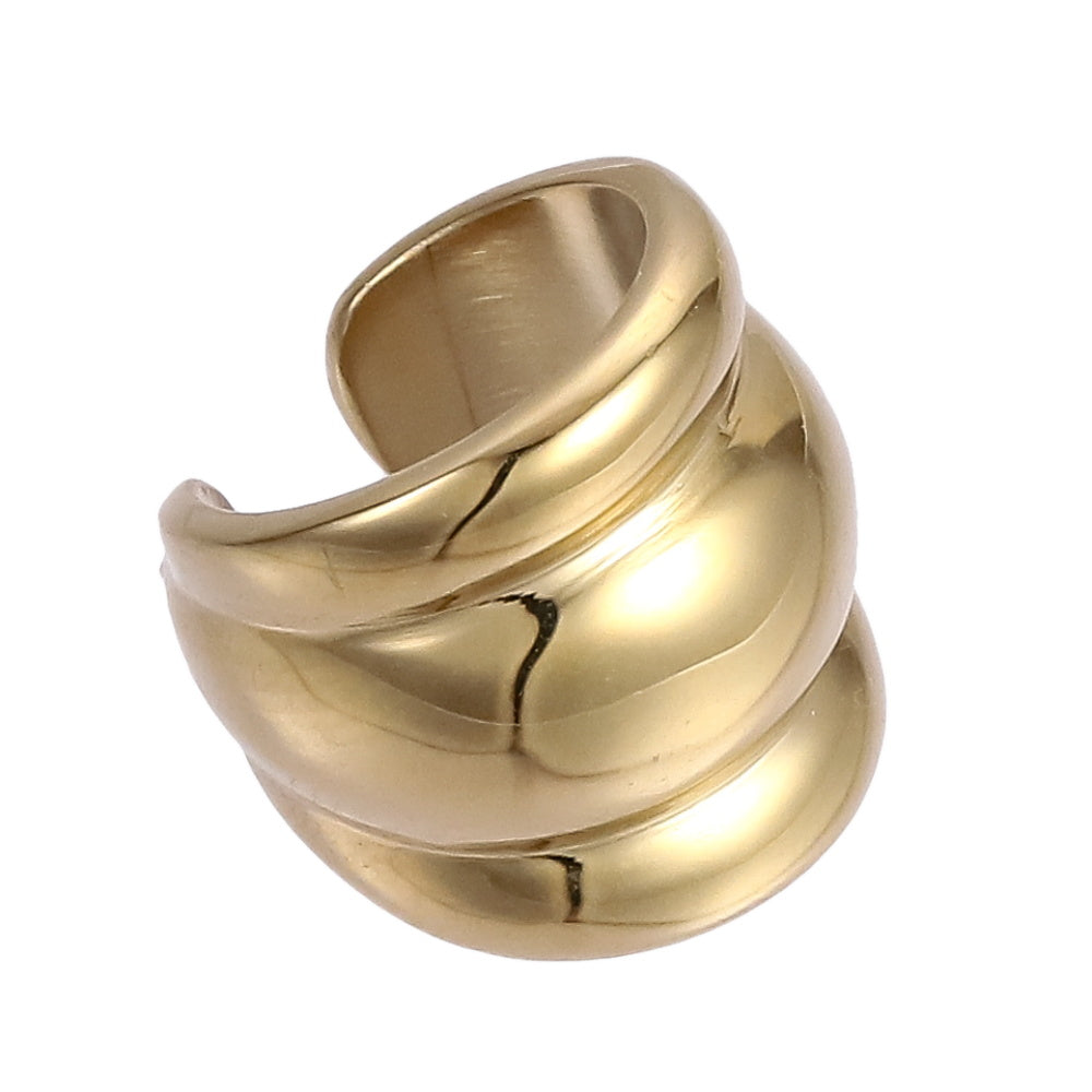 AAB Co stainless steel wide band ear cuff in 14K gold finish, no piercing earring