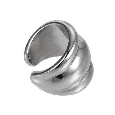 AAB Co stainless steel wide band ear cuff in polished silver steel finish, no piercing earring
