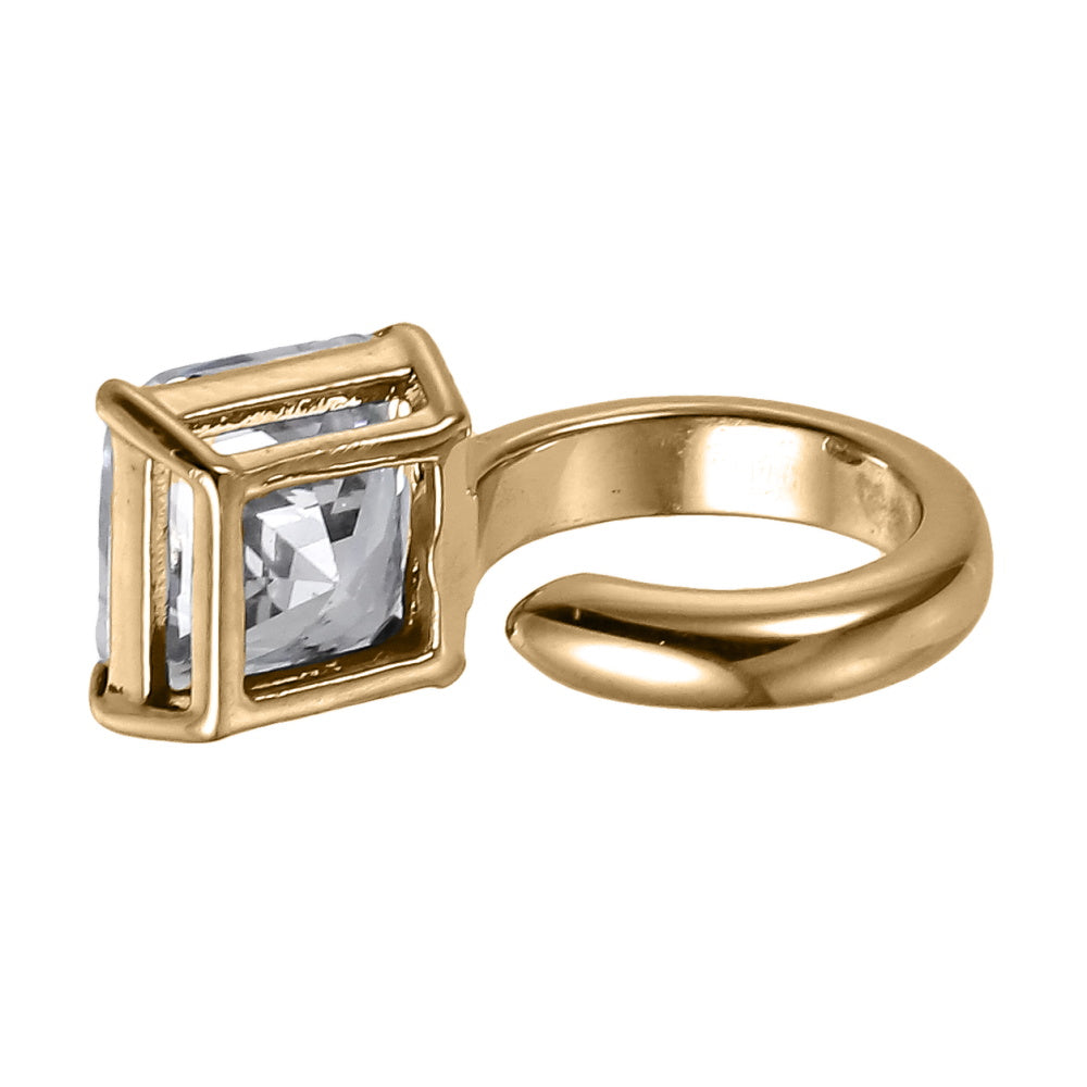 ESS863 STAINLESS STEEL EAR CUFF WITH SQUARE CZ (BY PIECE)