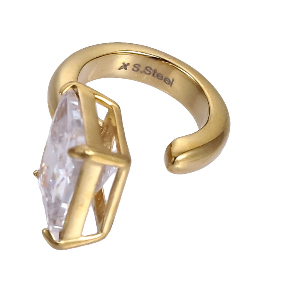 ESS863 STAINLESS STEEL EAR CUFF WITH SQUARE CZ (BY PIECE)