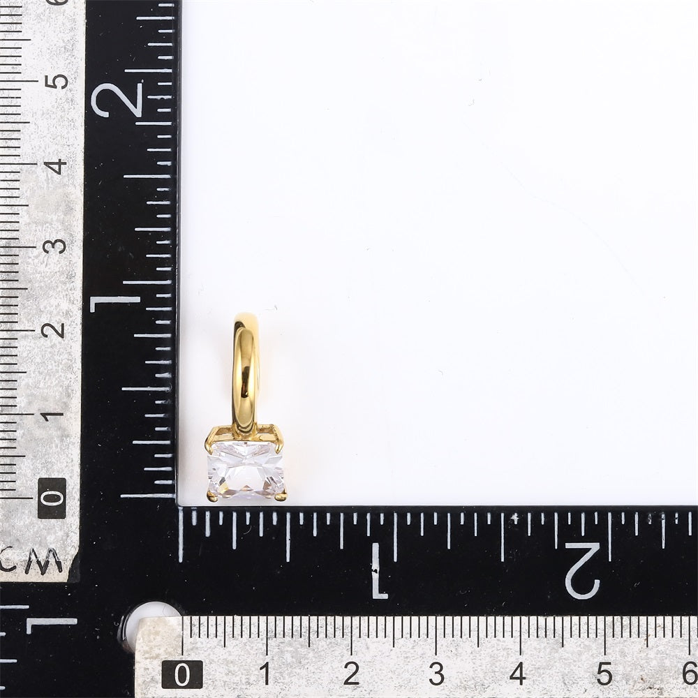 ESS863 STAINLESS STEEL EAR CUFF WITH SQUARE CZ (BY PIECE)