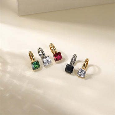 ESS863 STAINLESS STEEL EAR CUFF WITH SQUARE CZ (BY PIECE)