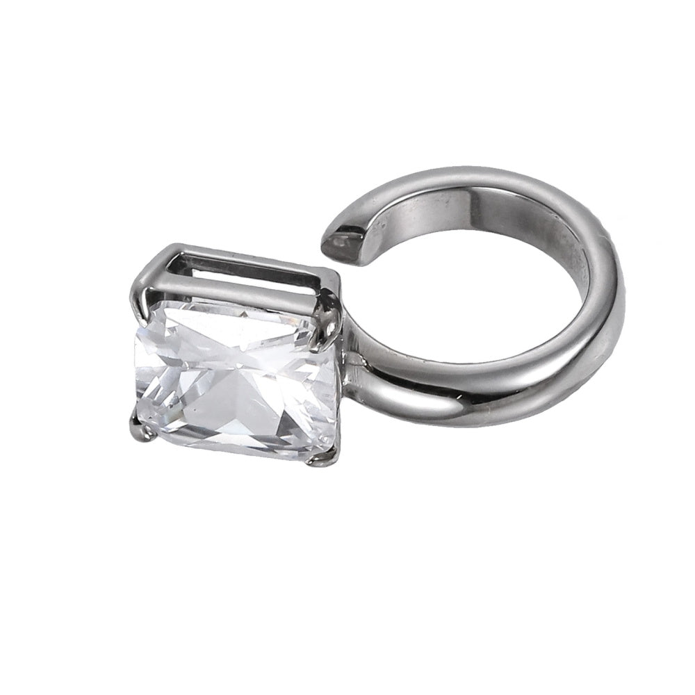AAB Co stainless steel ear cuff with square crystal CZ, no piercing earring