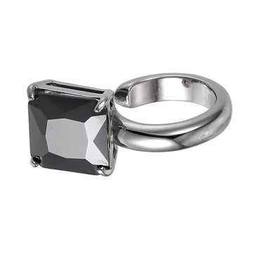 AAB Co stainless steel ear cuff with square jet black CZ, no piercing earring