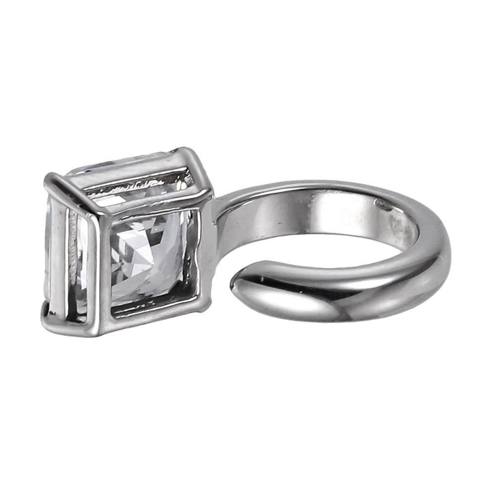 ESS863 STAINLESS STEEL EAR CUFF WITH SQUARE CZ (BY PIECE)