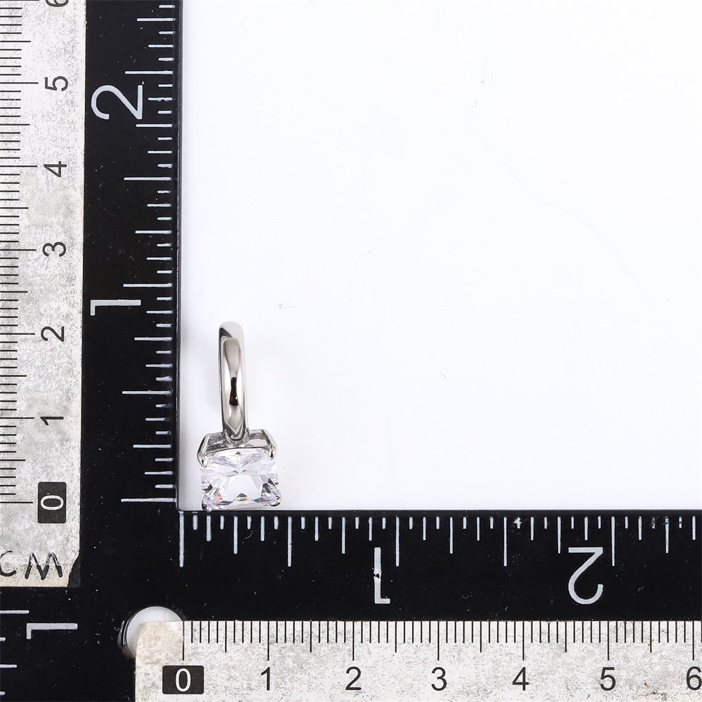 ESS863 STAINLESS STEEL EAR CUFF WITH SQUARE CZ (BY PIECE)