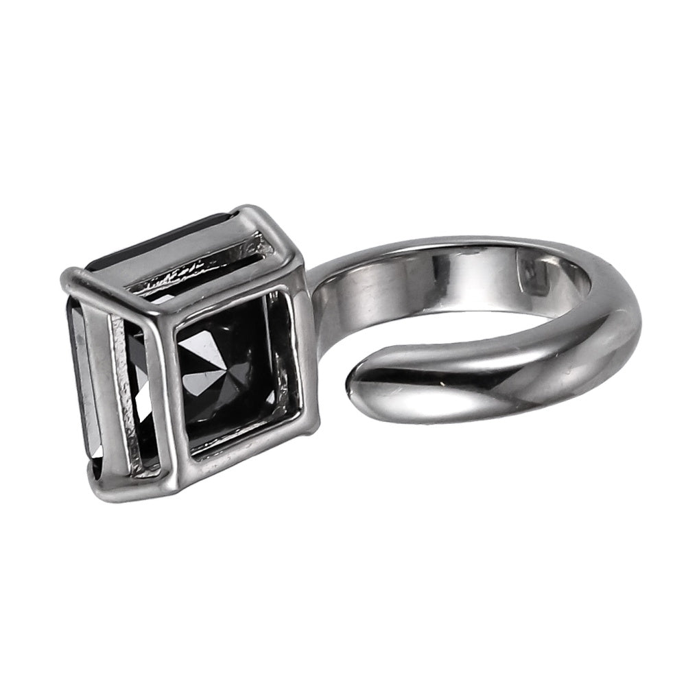 ESS863 STAINLESS STEEL EAR CUFF WITH SQUARE CZ (BY PIECE)