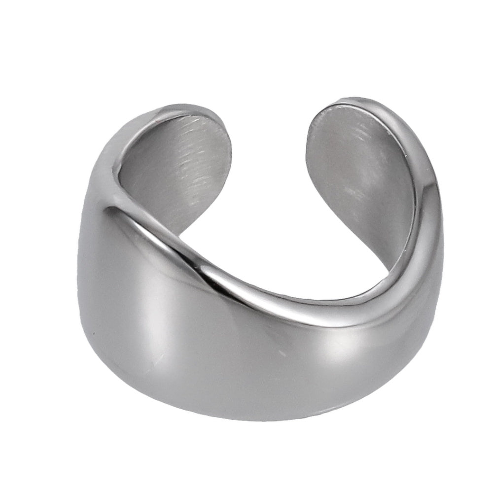 AAB Co stainless steel minimalist ear cuff in polished silver finish, no piercing earring
