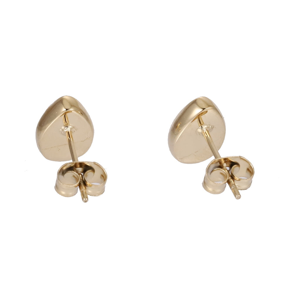 AAB Co stainless steel teardrop stud earrings with natural yellow tiger eye in 14K gold finish