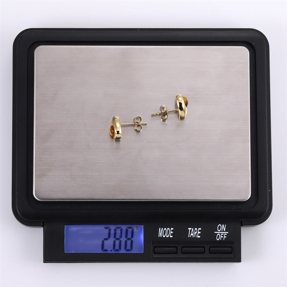 ESS871 STAINLESS STEEL DROP SHAPE EARRING WITH NATURAL STONE