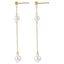 Drop earrings with round shell pearls and gold chain ?C AAB stainless steel jewelry
