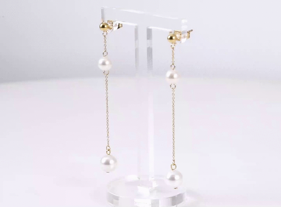 ESS878 STAINLESS STEEL EARRING WITH ROUND SHELL PEARL
