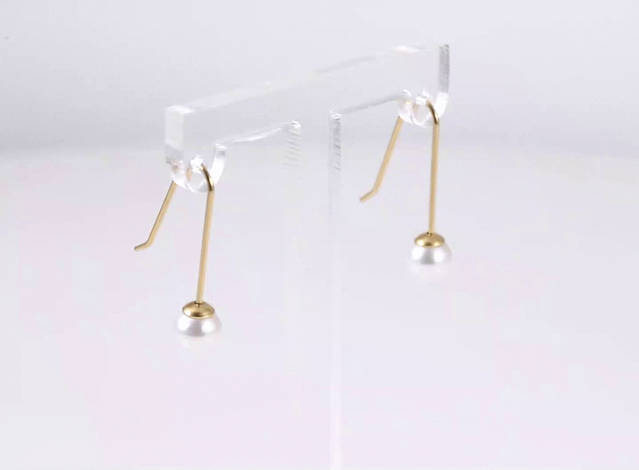 ESS879 STAINLESS STEEL HOOK EARRING WITH ROUND SHELL PEARL