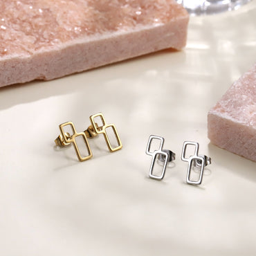 ESS885 STAINLESS STEEL EARRING WITH GEOMETRIC DESIGN
