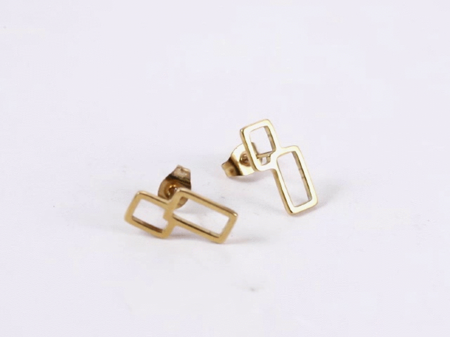 ESS885 STAINLESS STEEL EARRING WITH GEOMETRIC DESIGN