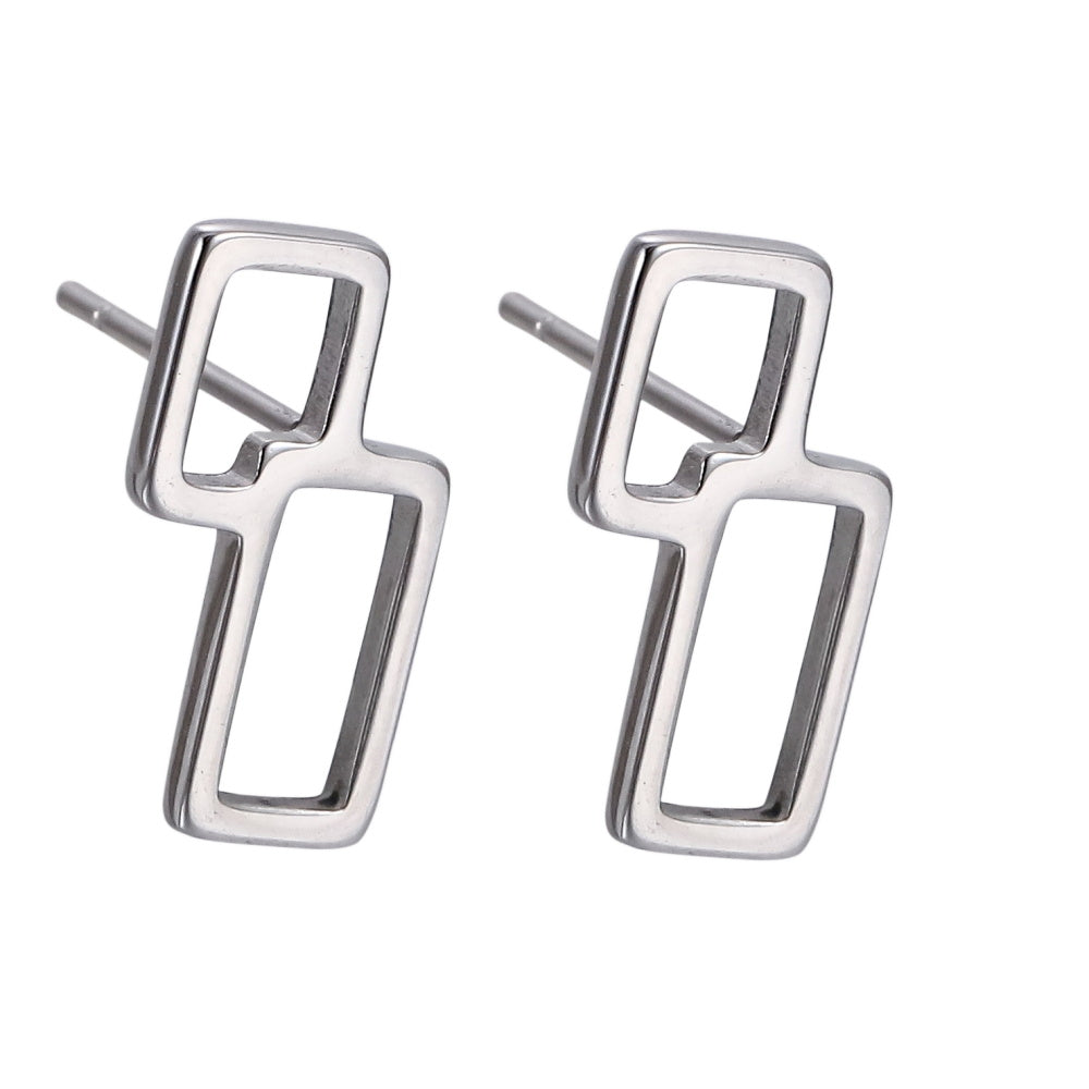 ESS885 STAINLESS STEEL EARRING WITH GEOMETRIC DESIGN