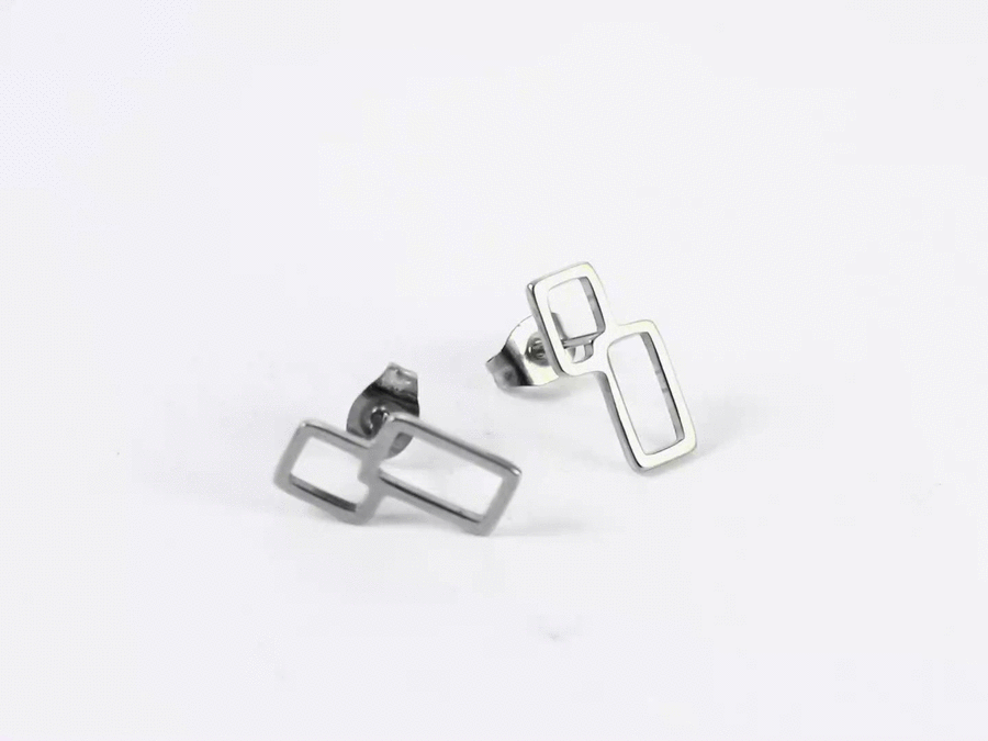 ESS885 STAINLESS STEEL EARRING WITH GEOMETRIC DESIGN