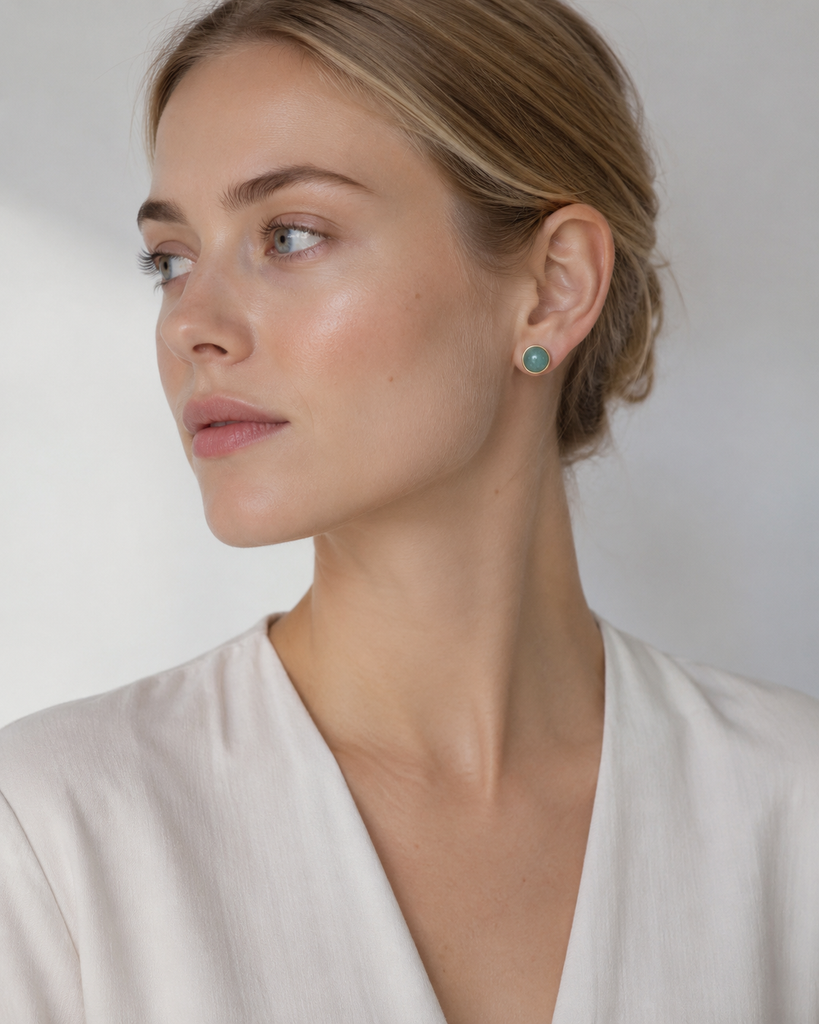 ESS888 STAINLESS STEEL EAR STUD WITH STONE