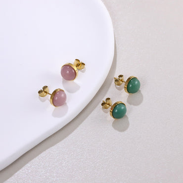 ESS888 STAINLESS STEEL EAR STUD WITH STONE