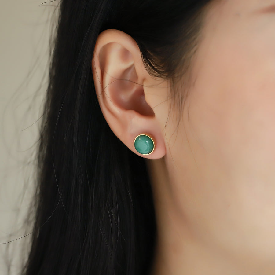 ESS888 STAINLESS STEEL EAR STUD WITH STONE
