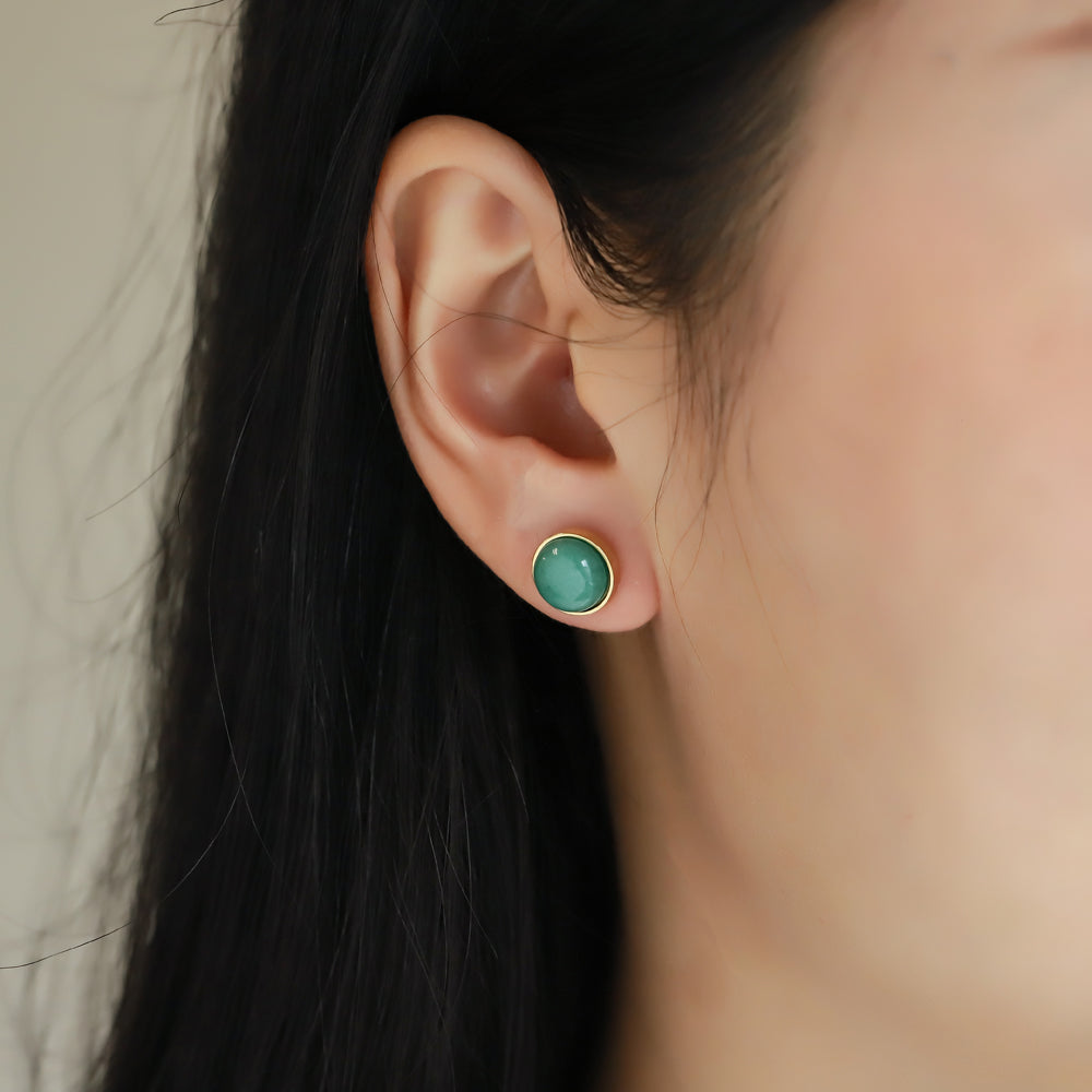 ESS888 STAINLESS STEEL EAR STUD WITH STONE
