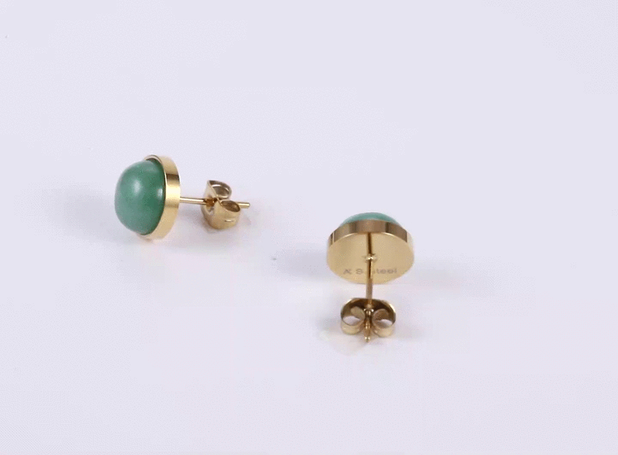 ESS888 STAINLESS STEEL EAR STUD WITH STONE