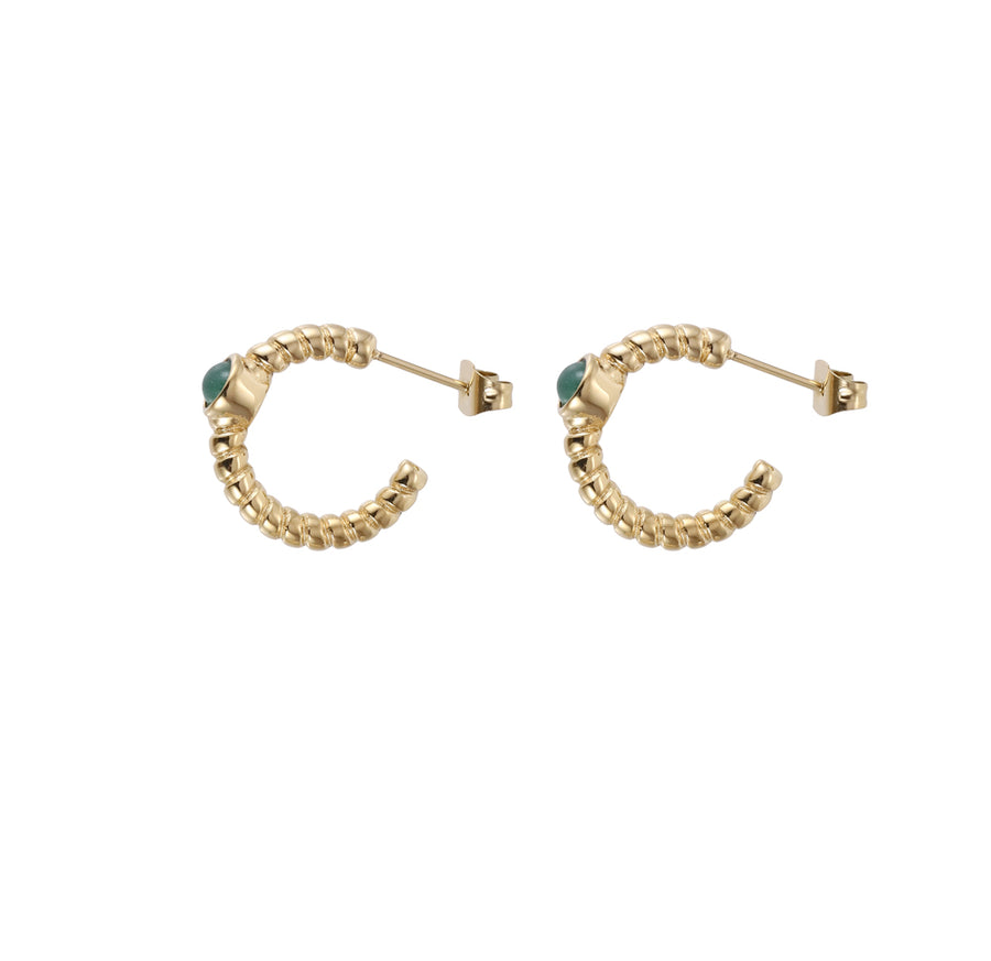 ESS889 STAINLESS STEEL TWIST EARRING WITH STONE