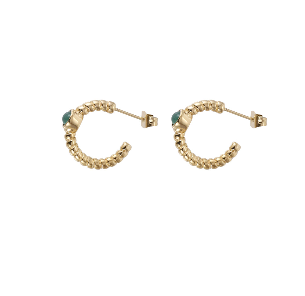 ESS889 STAINLESS STEEL TWIST EARRING WITH STONE